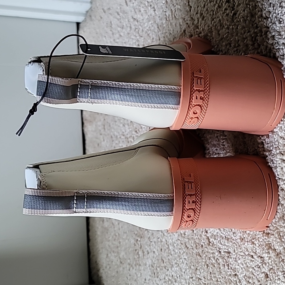 NIB Sorel Brex Chelsea ankle bootie, genuine leather, natural and pink, size 9.5 - Picture 4 of 11